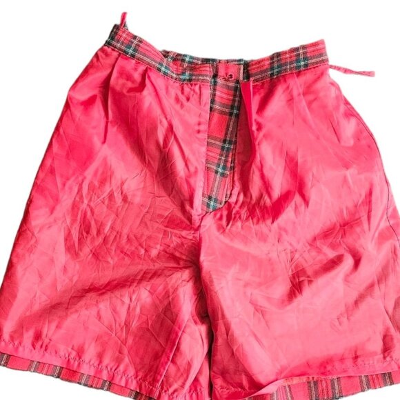 Vintage Amanda Smith Pure Wool Red Tartan Plaid Casual Shorts - Picture 5 of 8